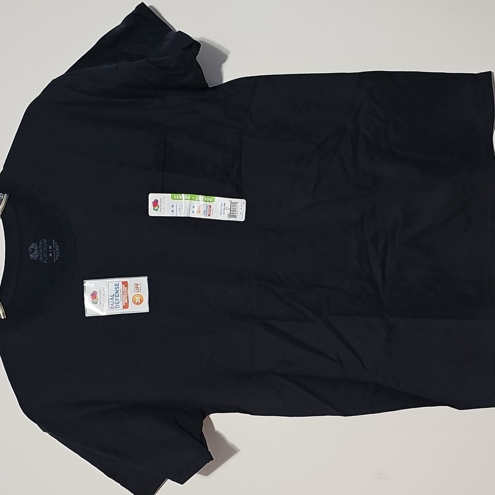 New Fruit of the Loom Men's Black Short Sleeve Tee MEDIUM DUAL DEFENSE ODOR UPF